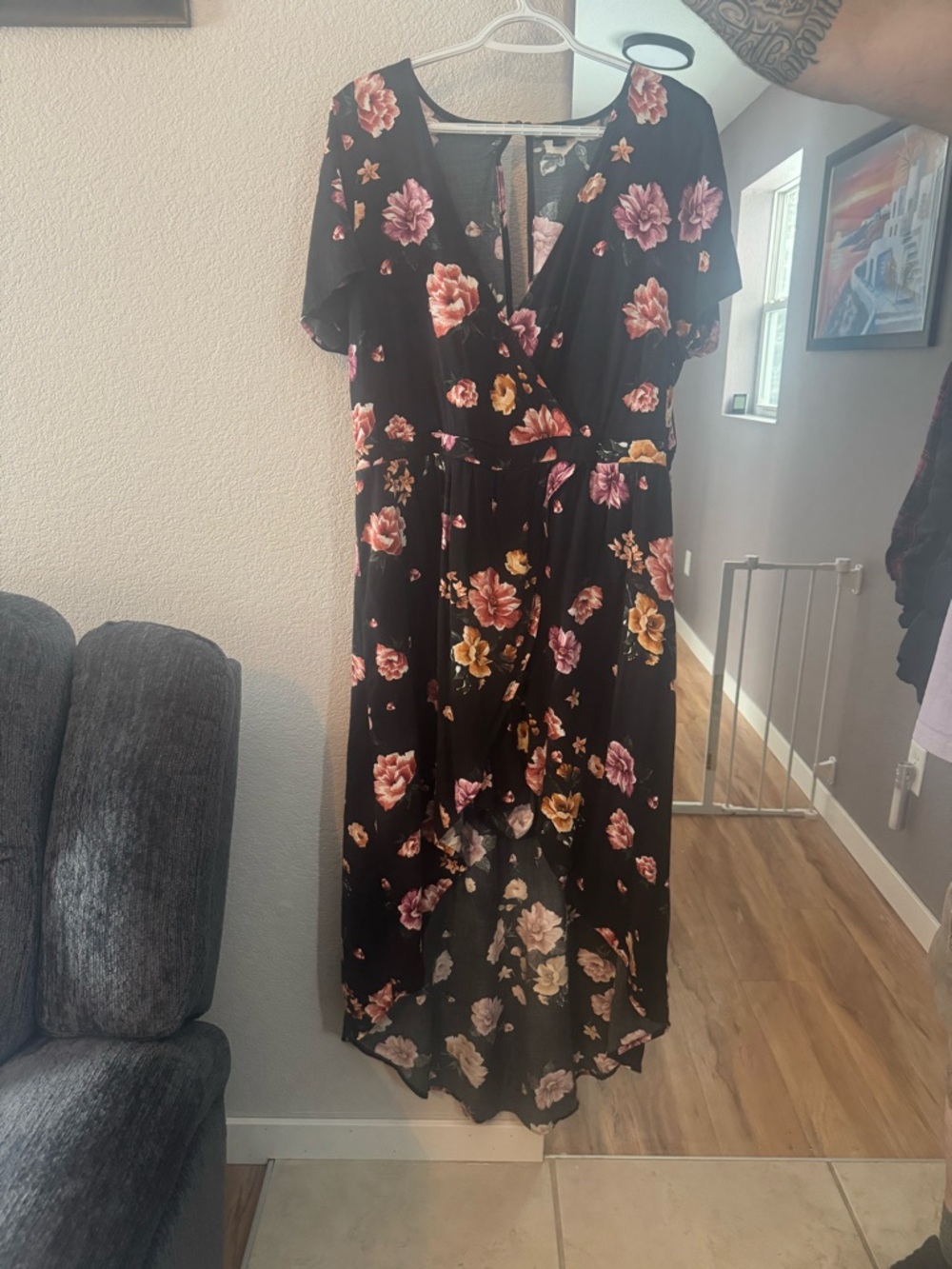 torrid Black Floral High-Low Wrap Dress with shorts underneath